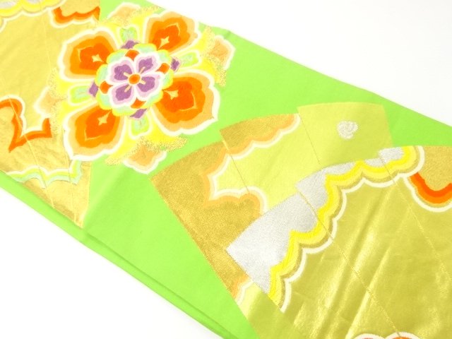 JAPANESE KIMONO / ANTIQUE FUKURO OBI (MATERIALS) / FLORAL PATTERN WOVE
